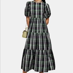 ISO Topshop green check taffeta dress
